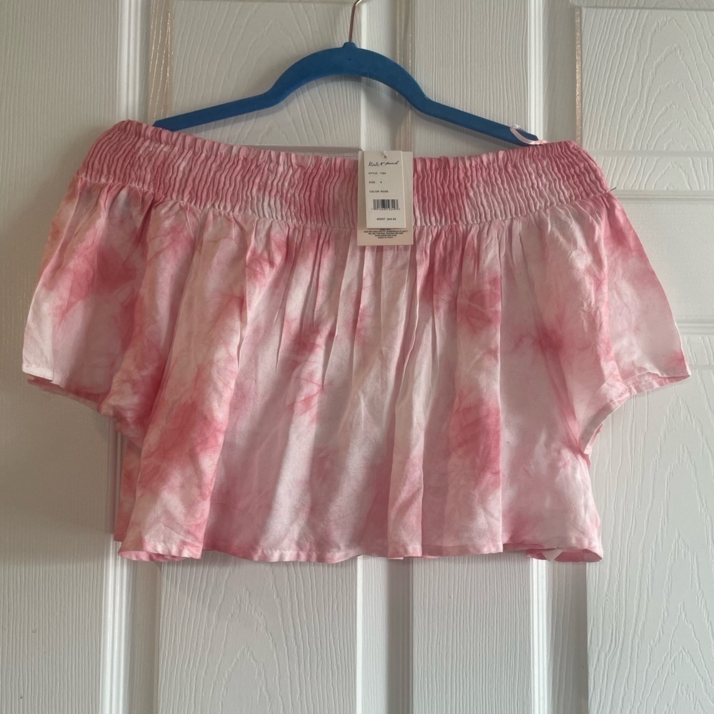 NWT Kiwi & Punch Women's Tie Dye Off Shoulder Crop Top Blush size small